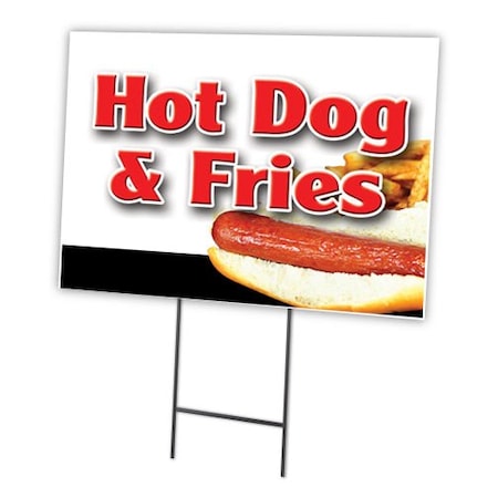 Hot Dogs & Fries Combo Yard Sign & Stake Outdoor Plastic Coroplast Window